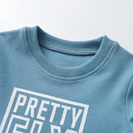 Infant Baby Boy Clothes Toddler Letters Long Sleeve Pullover Sweatsuit Tops Pants with Pocket Fall Winter Outfits Set Blue 9-12 Months