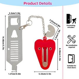 IGXX Door Lock, Portable Door Lock, Door Lock Without Drilling, Hotel Door Lock Travel Safety, for Hotels, Dormitories, Apartments, and More(Red)