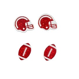 Game Day Earrings for Women Giltter Bow Touch Down Letter Acrylic Drop Dangle Earrings Football Helmet Rugby Resin Stud Earrings Sports Fans Favors Jewelry Gifts-Style 1