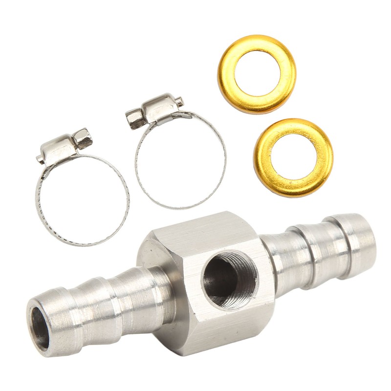 Fuel Line T Fitting Adapter 304 Stainless Steel Pressure Gauge