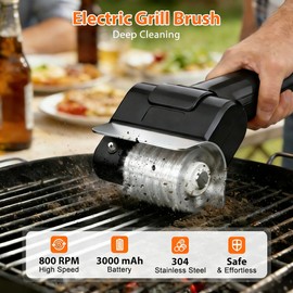 Electric Grill Brush - BBQ Grill Cleaning Tools with 800 RPM Brush Head