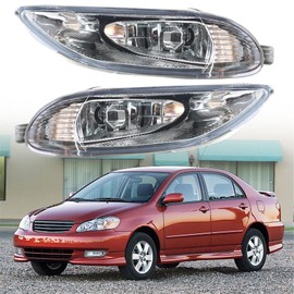 Silscvtt Fog Lights Assembly Replacement for 2005-2008 Toyota Corolla with Bulbs + Bezel Front Driving Fog Light Left+Right Side (Passenger & Driver Side)