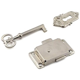 SDTC Tech Retro Desk Drawer Lock Vintage Style Square Spring Latch Lock with Key for Office Desk/Jewelry Box/Cabinet/Cupboard (Silver Tone)
