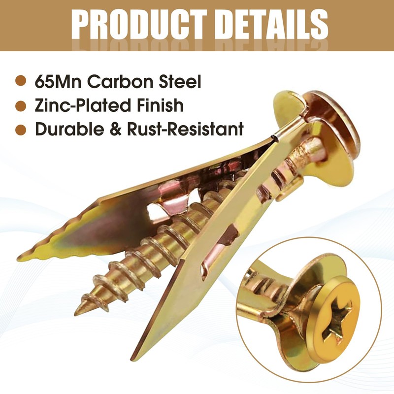 100 PCS Self Drilling Drywall Anchors with Screws – Heavy
