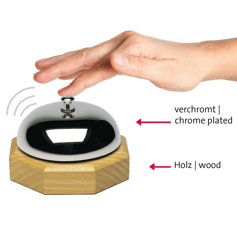 Westmark Table Waiter Bell Packed, Steel Silver/Beige, 9.1 x 9.1