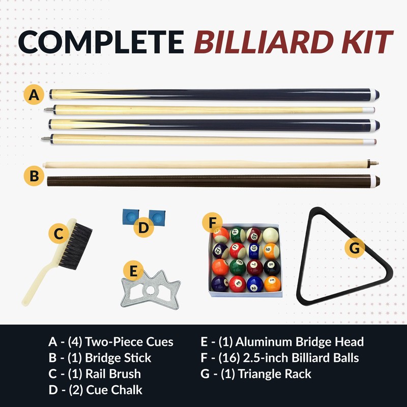 Hathaway Pool Table Accessories Kit - Pool Sticks Set of