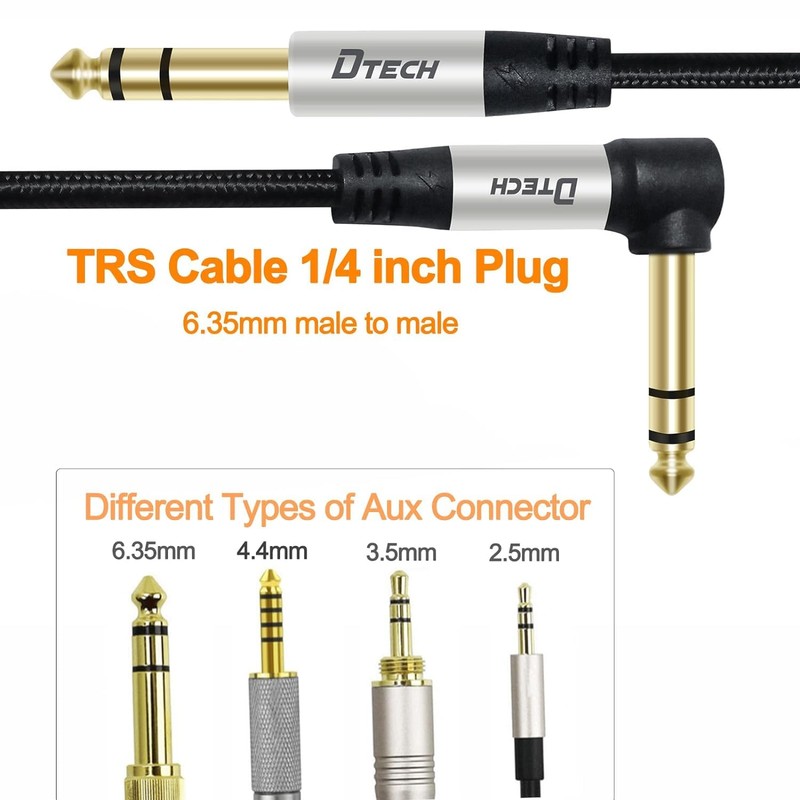 DTech Electric Guitar Cable TRS 1/4 Instrument Cable Aux Right
