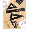 Honagu Triangular Ruler Set, 4 Pieces Aluminum Alloy Ruler, Metal