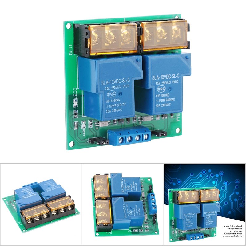 30A YYG-3 DC12V 2 Channel Relay Module Relay Switch, Two