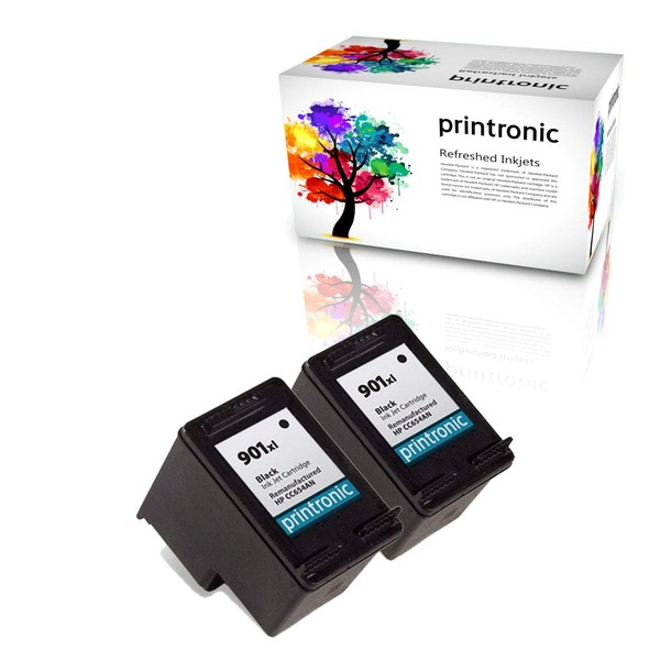 Printronic 2 Pack Remanufactured HP 901XL Ink Cartridge for HP