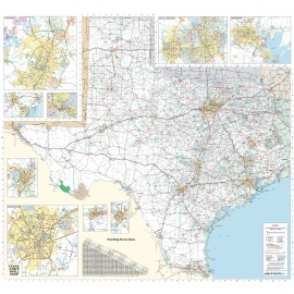 Swiftmaps.com Texas State Executive City and County Executive Laminated Wall Map Poster - 36x48 Laminated