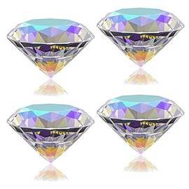 4Pack 50mm AB Color Coated Crystal Diamond Paperweight Suncatcher Rainbow Maker, Big Fake Diamond Wedding/Party Centerpiece, Nail Diamond Backgrounds for Pictures, Home/Office Desk Decorations