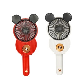 LACOVIA Cute Mouse Misting Mini Fan, Handheld Portable USB Rechargeable Fan with 3 Adjustable Speeds, Foldable For Travelling(Red&White)