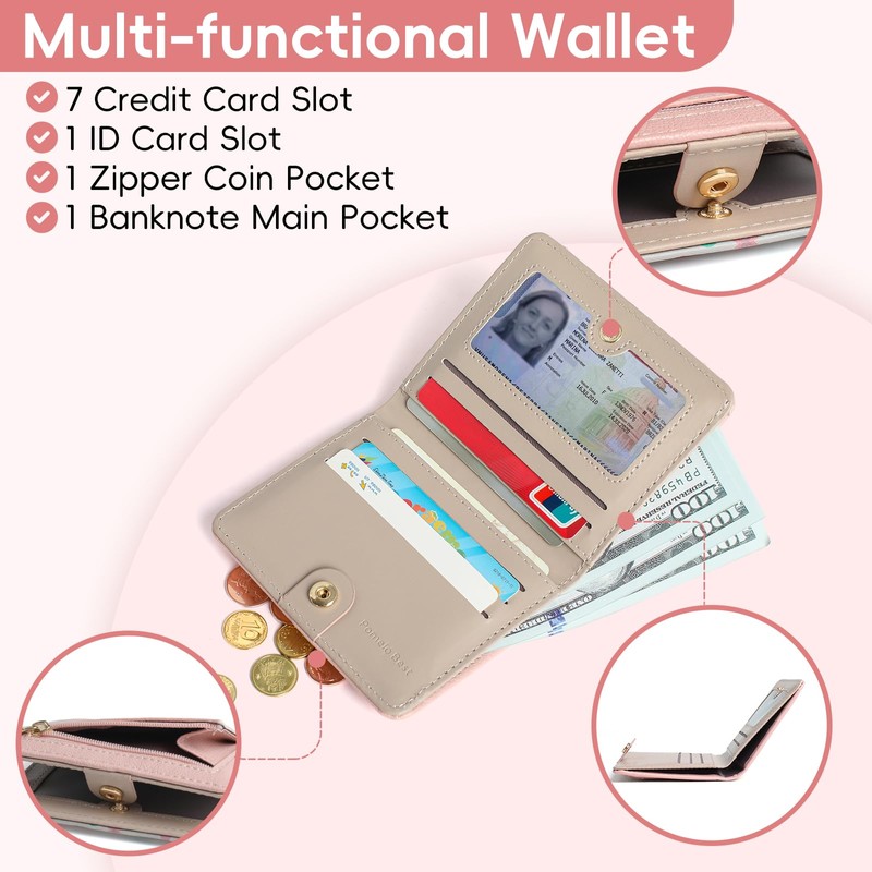 Small Wallet Women RFID Blocking Bifold Leather Wallets for Women
