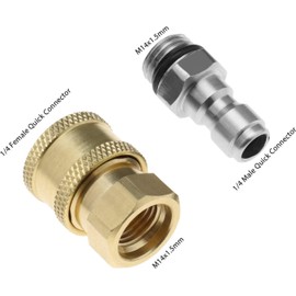LimCryspp Brass High-Pressure Cleaning Machine Connector, Convert Metric M14 Female and 1/4-Inch Quick Connector to M14, Clean Machine Gun Adapter Accessories