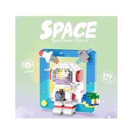 Light-Up Space Astronaut Building BLOCKS Kit - Mini Block Set for Kids & Adults, DIY Spaceman Toy Gift Spaceman Mini Blocks Set DIY Bricks Toy for Kids Aged 12 and UP (396 PCS) (W2206-Astronaut Frame)