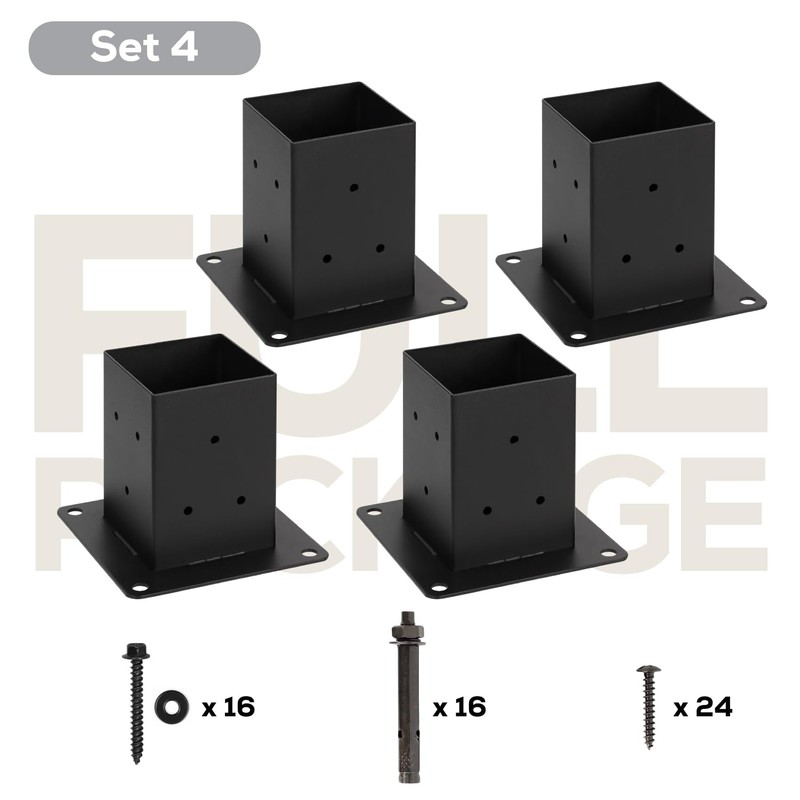 WIMART 4x4 Post Base, Inner Size 3.5"x3.5"Deck Post Base, Deck