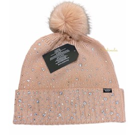 Victoria's Secret Victorias Secret Luxe Bling Faux Fur Pom-Pom Hat Blush Rhinestone Embellished