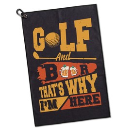 GEYGIE Golf and That's Why I'm Here Repeat Printed Microfiber Golf Towel, Funny Golf Towel Gifts and Golf Accessories for Men Women Dad Mom Grandpa, Fathers Day Birthday Gift for Golf Lover