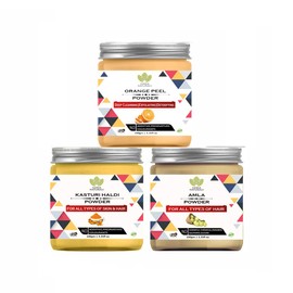 Haria Naturals 100% Pure & Naturals Orange Peel Powder 100gm & Kasturi Haldi Powder 100gm & Amla Powder 100gm (Pack Of 3) 300GM