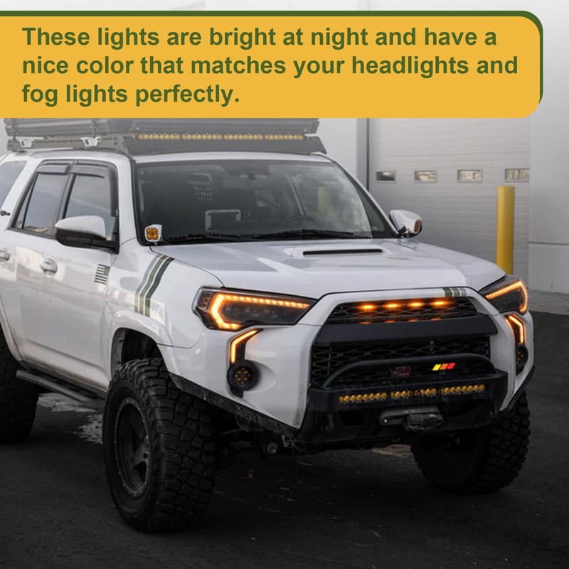 BreTrewri 4pcs Amber Led Grill Lights for 2014-2019 Toyota 4runner