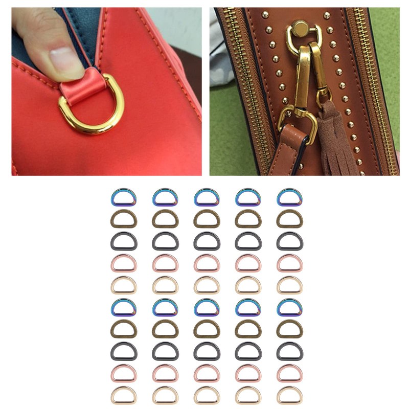 Pack of 10 D-rings, zinc alloy, reliable horseshoe shaped D-rings,