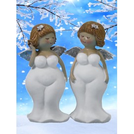 Pommerntraum ® Set of 2 decorative figures, collectible figures, guardian angel, chubby ladies, lush Nanas Rubens figures, Rubenengel (Leyla + Lilly)