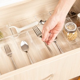 Grace Store 15 PCS Clear Plastic Drawer Organizer Tray for Makeup, Kitchen Utensils, Jewelries, and Gadgets
