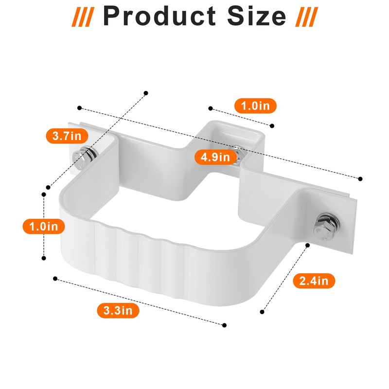 6-Pack Downspout Straps 2x3 & Wall Brackets, White Downspout Fasteners