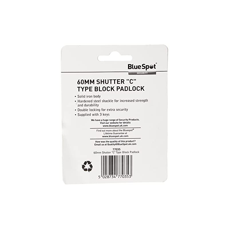 Fort Knox 77035 Shutter C Type Block Padlock, Gold, 60