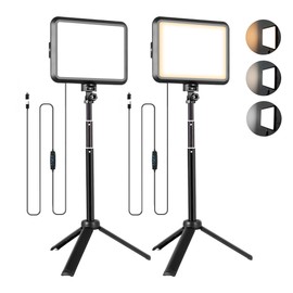 LED Photography Lighting Kit, NiceVeedi 2-Pack 8” Portable Video Light with Adjustable Tripod Stand, 2800K-6500K Dimmable Softlight Studio Light for Zoom, Game Streaming, YouTube