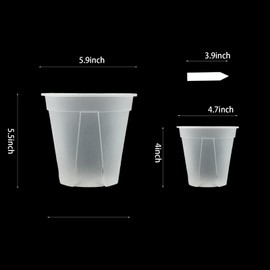 TineDew Large Clear pots for Plants with Saucers,10 pcs 9.5/8.3/7/6/5 inch Thick Plastic Nursery pots for Plants with Drainage Holes for Monstera Plant Live,Succulents etc - Indoor and Outdoor use