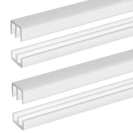 Landical 2 Pack Plastic Sliding Door Track Set for 1/4" Thick Panels Sliding Glass Door Track Sliding Cabinet Door Track Window Sliding Track Easy Quick Installation Sliding Track (White,3 ft)