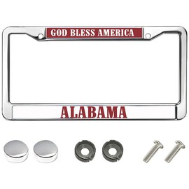 God Bless America Alabama Metal License Plate Frame Chrome Alabama Lover Black Car Chrome License Plate Frame