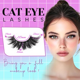Losha Lashes Fluffy Volume False Eyelashes 7 Pairs Cat Eye Lashes Kit with Lash Glue and Lash Tweezers 6D Vegan Fake Eyelashes that Look Like Lash Extensions (PL008)