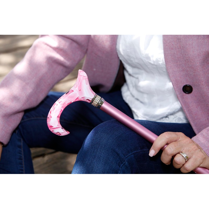 Pink Pearlz Rhinestone Lace Adjustable Walking Cane – Elegant Walking