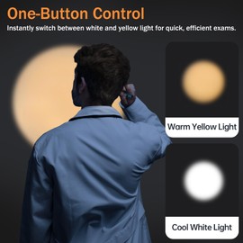 RISEMART 2 Pack Pen Light for Nurse, Medical Penlight with One-Button Switch for White & Warm Light, Pupil Gauge & 5cm Ruler, Pocket Clip, Portable Tool for Nursing, Doctors, Students（Black&Blue）