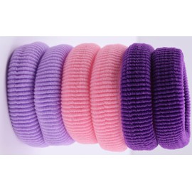 Mytoptrendz® 6 pcs Stretchy Large Thick Hair Tie Rope Snag Free Hair Bobbles Ponytail Holder Ponio Band Elastic Hairbands for girls and Women Thick Hair (Purple- Lolac -Pink Mix)
