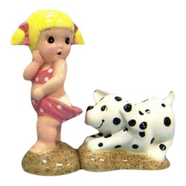 Girl With Little Dog Salt & Pepper Shakers Set Salt & Pepper Shakers