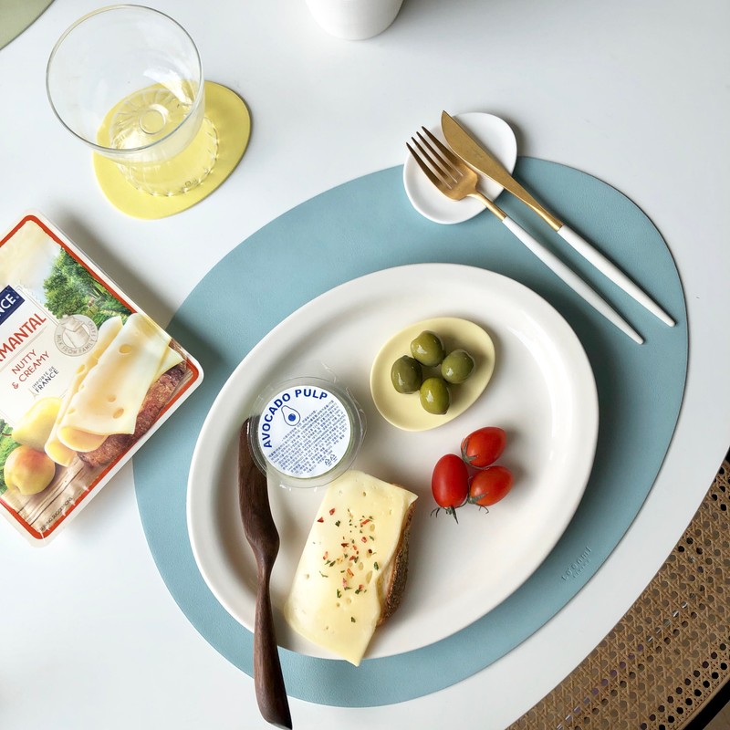 Le&amp;Me [Sisihosi] Le&amp;Me pebble double-sided leather table mat, mint /