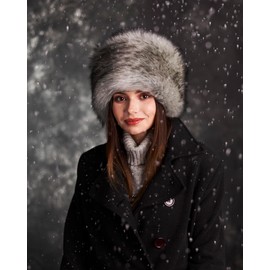 Futrzane Classic Cossack Hat – Fur Hat Women's Winter – Fur Russian Hat, Silver Classic