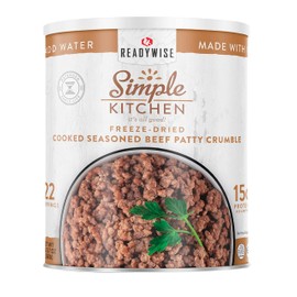ReadyWise Simple Kitchen Seasoned Ground Beef Crumbles, 22 Servings – Freeze-Dried Meat for Emergency Food Supply, Long-Term Storage, Camping, Survival, MRE, and Disaster Preparedness, #10 Can