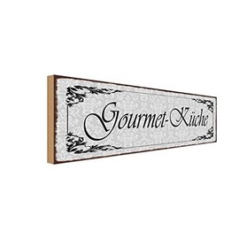 vianmo Holzschild 10x27 cm Gourmet - Küche Feinschmecker Deko Geschenk Holz Schild