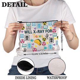 PWHAOO Radiologic Technologist Gift Will X-Ray For Tacos Makeup Bag X-Ray Tech Cosmetic Bag Radiology Graduation Gift (Will X-Ray For Tacos M)
