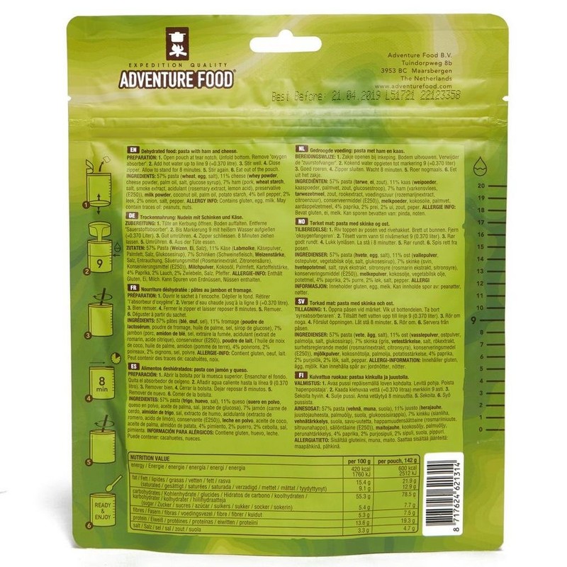 TREKMATES Adventure Food Pasta Carbonara Meal Camping Hiking Food, Grey,
