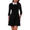 Melynnco Women's 3/4 Sleeve Fall Dresses Cute Peter Pan Collar Fit and Flare Short Skater A Line Casual Goth Dress Black XX-Large