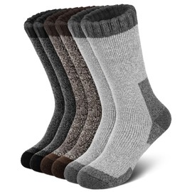 Senker Fashion Merino Wool Socks for Men Women, Hiking Thermal Warm Thick Crew Sock for Winter Outdoors Work 3 Pairs