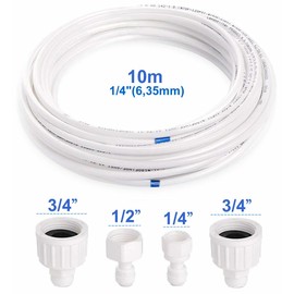 smardy ZO012 Water Inlet Pipe Universal Connection Set with 10 m Water Hose 6.35 mm (1/4 Inch) for Fridge Side by Side