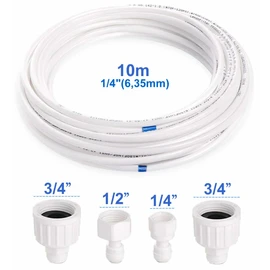 smardy ZO012 Water Inlet Pipe Universal Connection Set with 10 m Water Hose 6.35 mm (1/4 Inch) for Fridge Side by Side