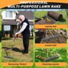 Thatch Rake, 19-Tine Lawn Leveling Dethatcher Rake with Long Adjustable